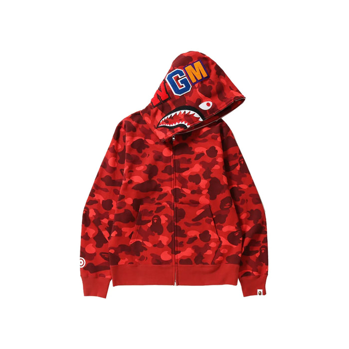 Hanorac cu fermoar complet BAPE Color Camo Shark, roșu