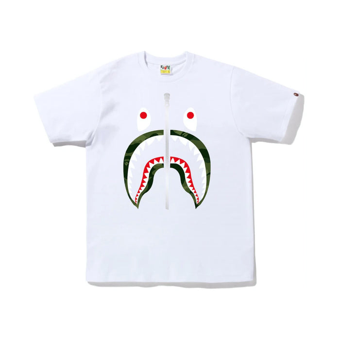 BAPE Color Camo Silver Zip Shark Tee (SS23) White Green