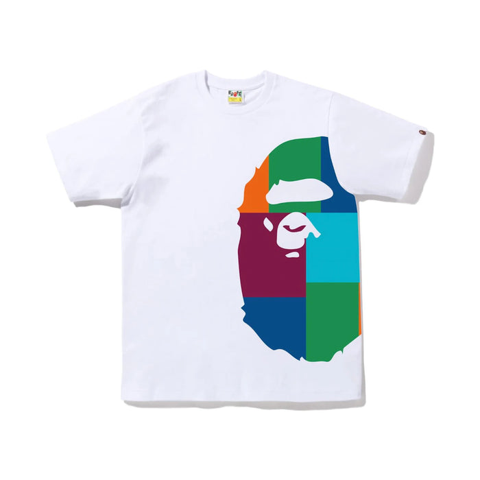 BAPE Color Block Side Big Ape Head Tee White Multi