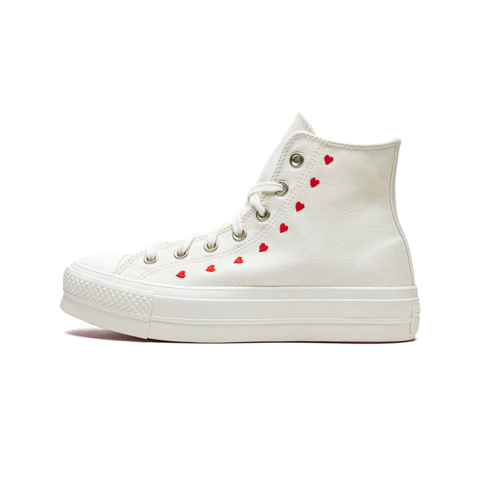 Converse Chuck Taylor All Star Lift Hi Białe Czerwone (damskie)