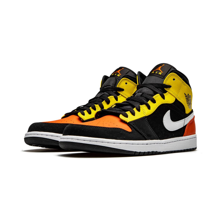 Jordan 1 Mid Czarny Amarillo Pomarańczowy