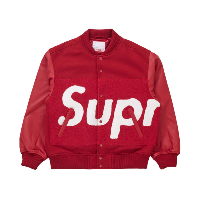 Supreme Big Logo Chenille Varsity Jacket Red