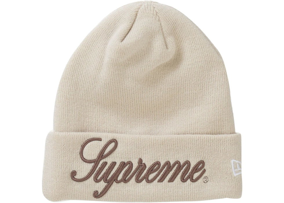 Supreme New Era Script Beanie Natural