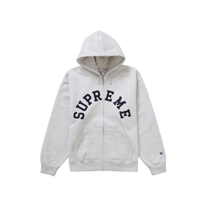 Supreme Champion Zip Up Hooded Sweatshirt Ash Grey