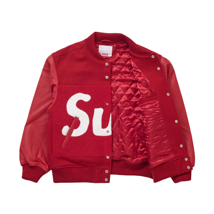 Kurtka Supreme z dużym logo Chenille Varsity w kolorze czerwonym