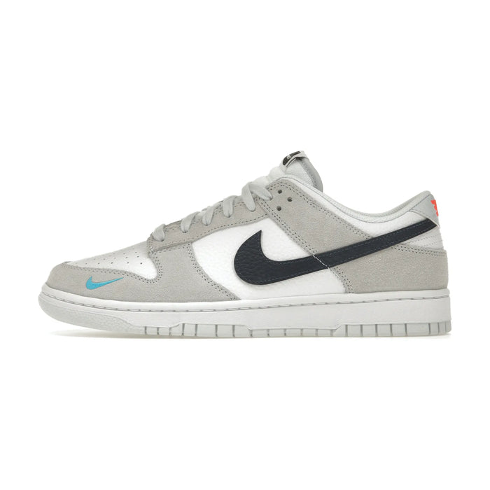 Nike Dunk Low White Grey Navy Aqua Mini Swoosh