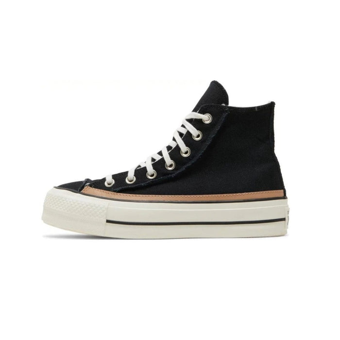 Converse Chuck Taylor All Star Raw Edge Platforma Wysokie Czarne Szampańskie Tan (W) 