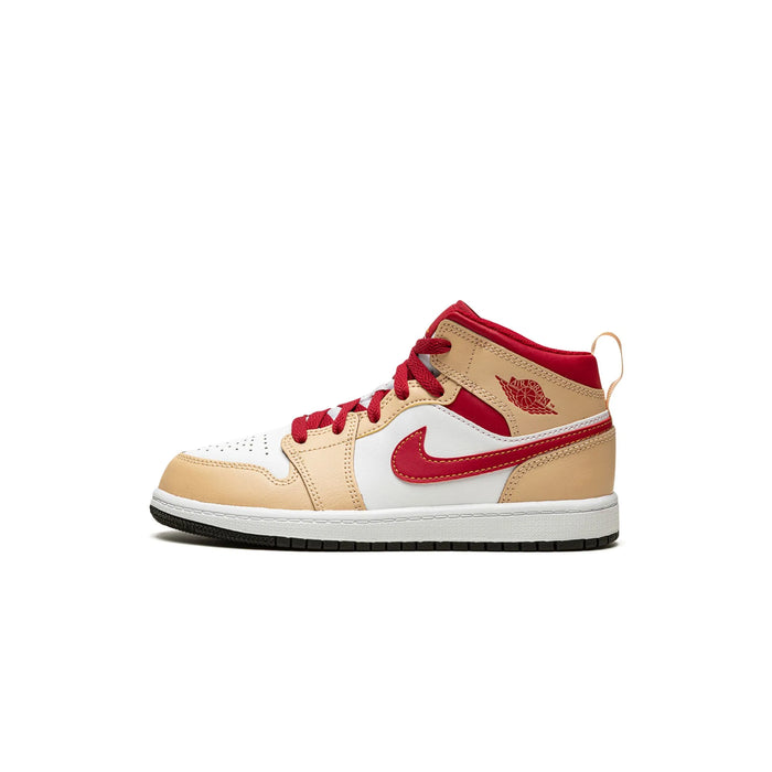 Jordan 1 Mid Light Curry Cardinal (PS)