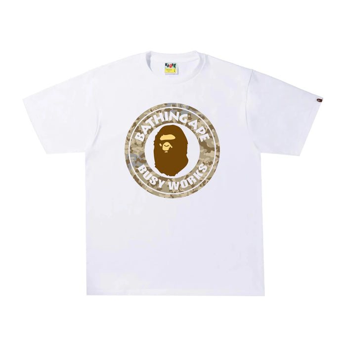 Tricou BAPE Sand Camo Busy Works Alb/Bej