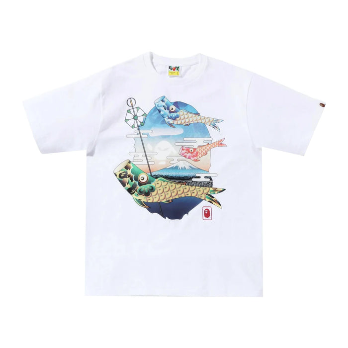 Tricou BAPE Koinobori Carp Flags Ape Head (SS22) Alb