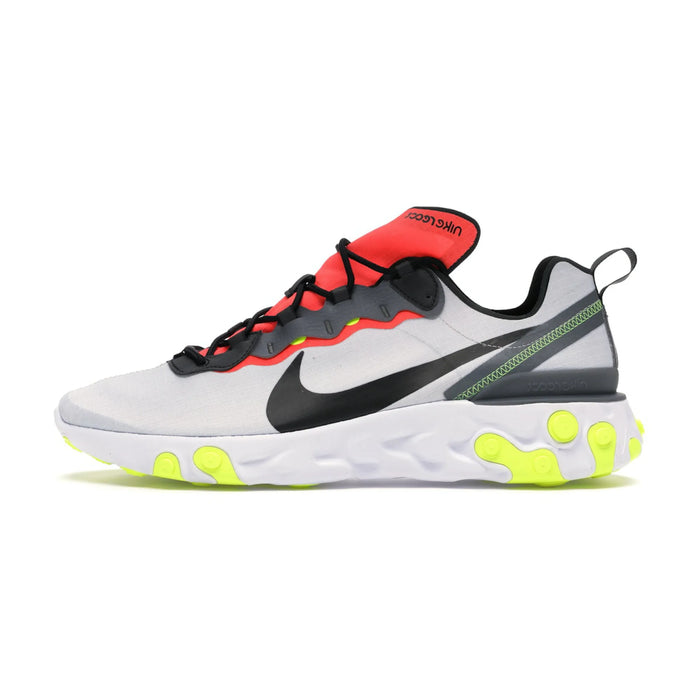 Nike React Element 55 Pure Platinum Bright Crimson Volt